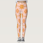 Sterne und Sonnen Geometrisches Muster Pink Gold Leggings (Vorderseite)