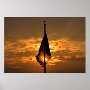 Sterne und Streifen an der goldenen Stunde Poster