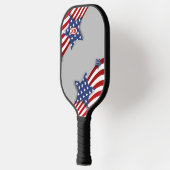 Sterne und Streifen auf grauem Personalisiert Pickleball Schläger (Links)