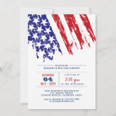 Sterne und Streifen mit Feuerwerk 4. Juli Party Einladung (Rückseite)