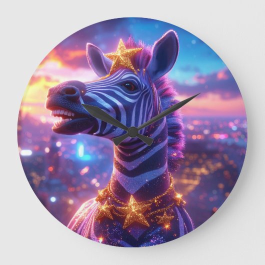 Sterne und Streifen mit ZEBRA ZANZIBAR Große Wanduhr (Vorderseite)