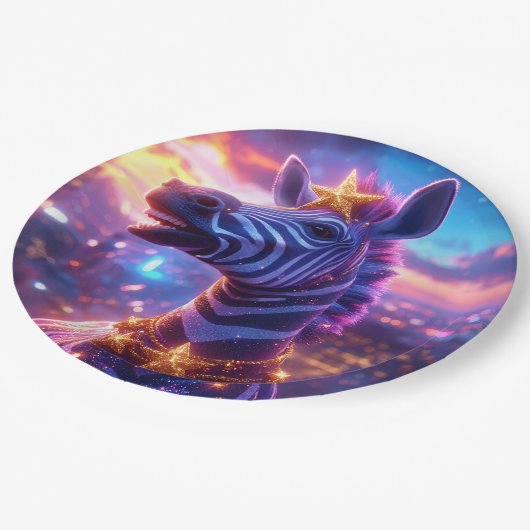 Sterne und Streifen mit ZEBRA ZANZIBAR Pappteller (Schrägansicht)