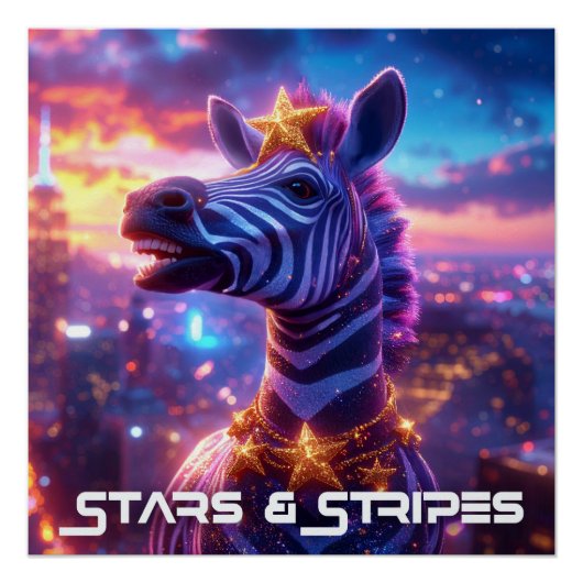 Sterne und Streifen mit ZEBRA ZANZIBAR Poster (Vorderseite)