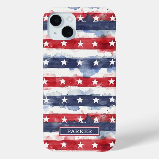 Sterne und Streifen Monogramm Case-Mate iPhone Hülle (Rückseite)