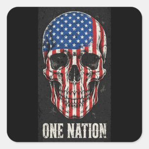 Sterne und Streifen Schädel One Nation Aufkleber