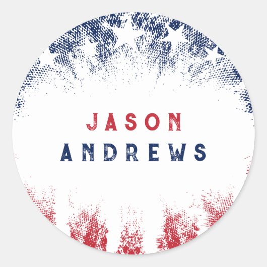 Sterne und Streifen Veteran Runder Aufkleber (Vorderseite)