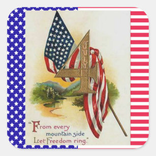 Sterne und Streifen Vierter Juli Patriotische Flag Quadratischer Aufkleber