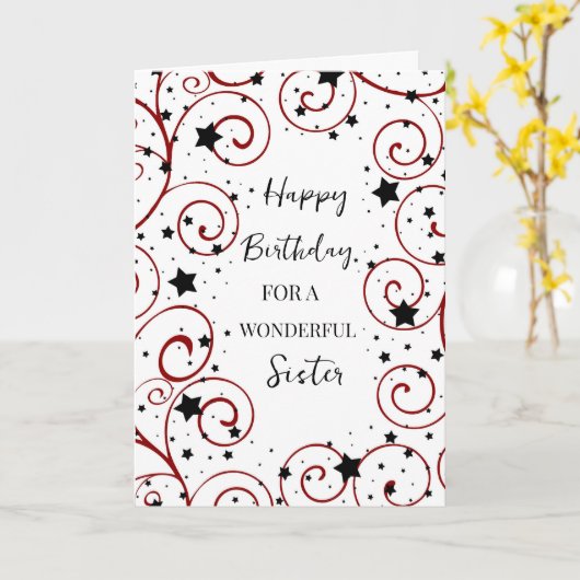 Sterne und Wirbel Schwester Birthday Karte (Gelbe Blume)