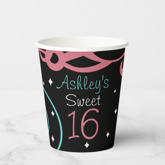 Sterne und Wirbel Süß 16 Pappbecher (Vorderseite)