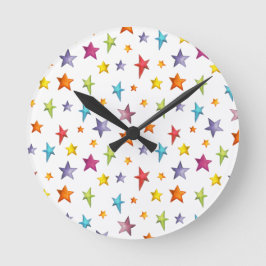Sterne von Aquarellfarben werfen Kissen Runde Wanduhr