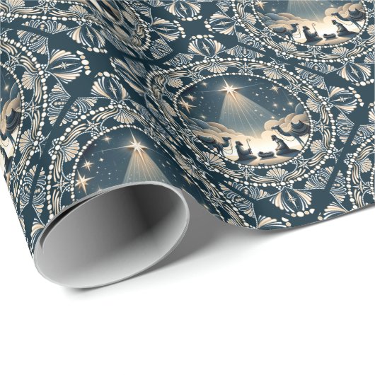 Sterne von Wonder Mandala Krippe Geometrisches Til Geschenkpapier (Rolleneckpunkt)