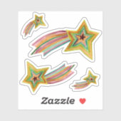 Sterne Wasserfarbe Rosa Lila Gelb grün Aufkleber (Blatt)