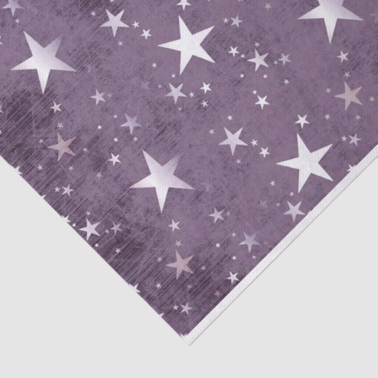 Sterne Weiß mit Lila Hintergrund Decoupage Seidenpapier (Ausschnitt)