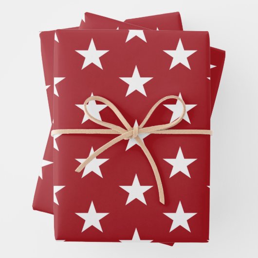Sterne Weiß und Rot Geschenkpapier Set (Beispiel)