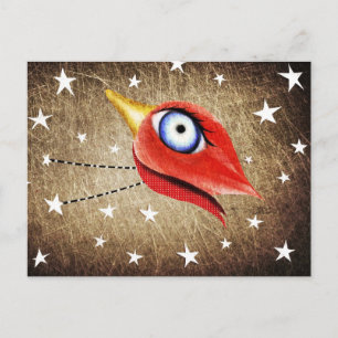 Sterne Winter Vogel Postkarte