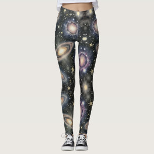 Sterne wirbelnde Galaxien Muster Leggings