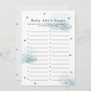 Sterne & Wolken Baby ABC Item Duschgel Blue Card Einladung