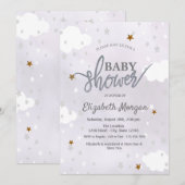 Sterne & Wolken Lavendel-Baby-Party Einladung (Vorne/Hinten)