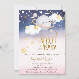 Sterne Wolken Planet Ombre Baby Shower Einladung