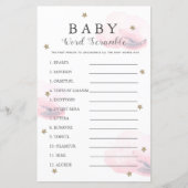 Sterne & Wolken Word Scramble Baby Dusche Pink Gam (Vorderseite)