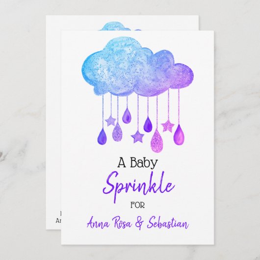 *~* Sterne Wolkenkratzer Sprinkle Dusche Einladung (Vorne/Hinten)