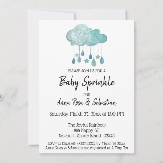 *~* Sterne Wolkenreste Tropfen Sprinkle Einladung (Rückseite)