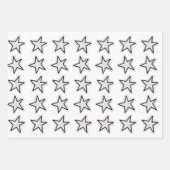 Sterne-Wrap-Papier Flachblatt-Set aus 3 Geschenkpapier Set (Vorderseite 3)