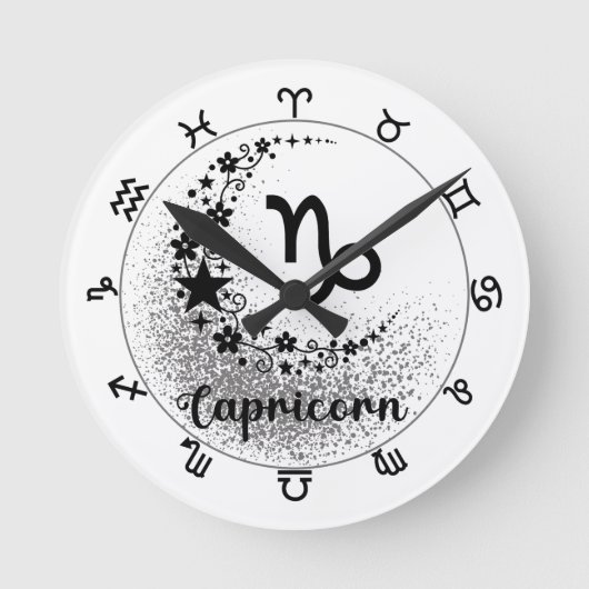 Sterne Zeit! Finde deine magische Zodiakuhr! Runde Wanduhr (Vorderseite)