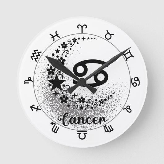 Sterne Zeit! Finde deine magische Zodiakuhr! Runde Wanduhr (Vorderseite)