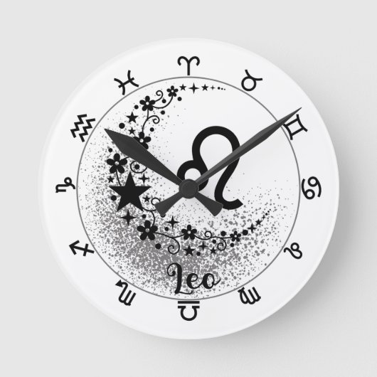 Sterne Zeit! Finde deine magische Zodiakuhr! Runde Wanduhr (Vorderseite)