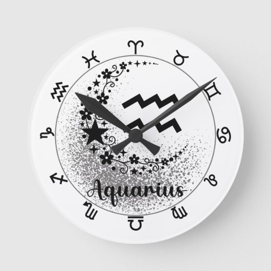 Sterne Zeit! Finde deine magische Zodiakuhr! Runde Wanduhr (Vorderseite)