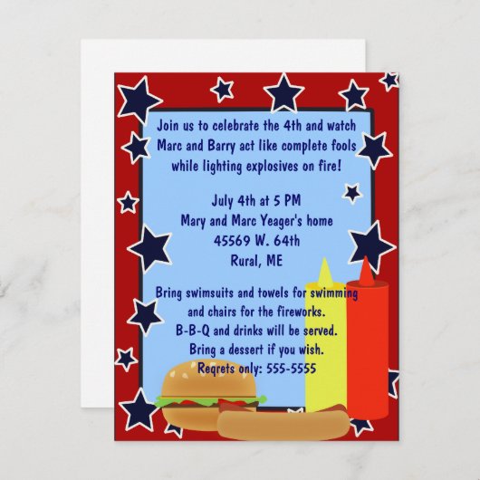 Sternecookout-Einladung Einladung (Vorne/Hinten)