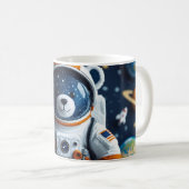 Sternen-Astronaut-Teddybär Kaffeetasse (VorderseiteRechts)