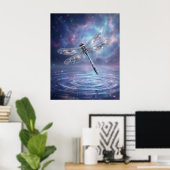 Sternen-Dragonfly-Kosmisches Leuchten Poster (Heimbüro)