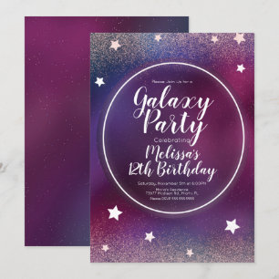 Sternen Galaxy Nebel Glitter Mond Geburtstag Einladung