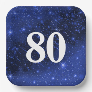 Sternen Galaxy Zum 80. Geburtstag   Pappteller