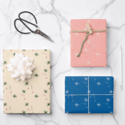 Sternen Geschenkpapier-Set aus 3 Teilen Geschenkpapier Set (Vorderseite)