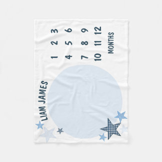 Sternen-Gingham-Baby-Jungen-Meilenstein-Decke Fleecedecke