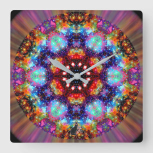 Sternen-Kaleidoskop Glanz Quadratische Wanduhr