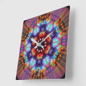 Sternen-Kaleidoskop Glanz Quadratische Wanduhr (Winkel)