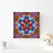 Sternen-Kaleidoskop Glanz Quadratische Wanduhr (Zuhause)