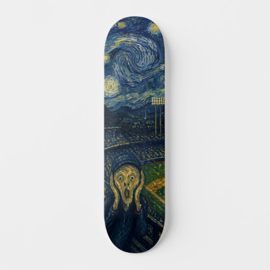 Sternen Nacht Baseball Stadion Skateboard Deck (Vorderseite)