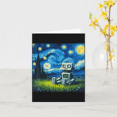 Sternen Nacht Roboter Lustige Malerei Kunst Meme K Karte (Gelbe Blume)