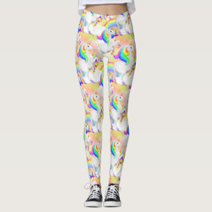Sternen- und Regenbogen-Einhornprinzessin des Wald Leggings