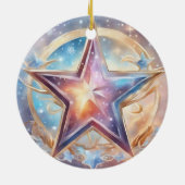  Sternen wasserfarben pastell Gemälde Keramik Ornament (Hinten)