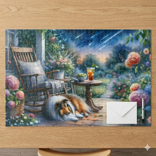 Sternenbalkon mit Gartenhäuschen Sheltie Traum Puzzle