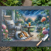 Sternenbalkon mit Gartenhäuschen Sheltie Traum Puzzle
