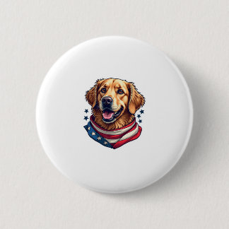 Sternenbanner Golden Retriever Vintage T-Shirt Button