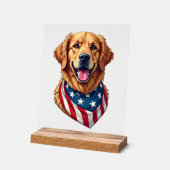 Sternenbesprenkeltes Golden Retriever Vintage T-Sh Acrylschild (Winkel)