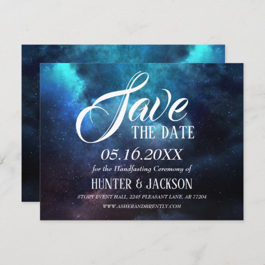 Sternenblauer Nebel Save the Date dunkel (Vorne/Hinten)